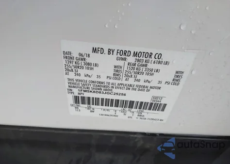 2018 Ford Explorer Xlt z USA, uszkodzony, nr VIN 1FM5K8D83JGC25256